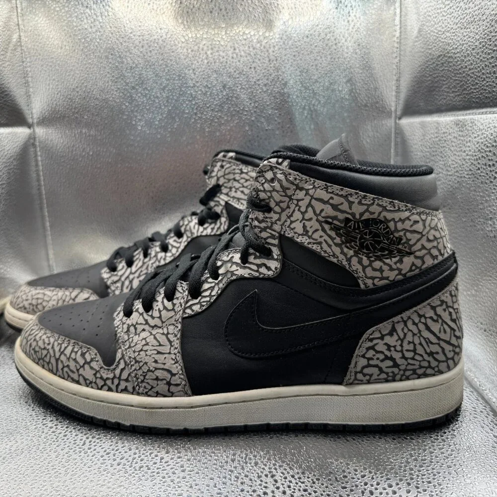Size 13 Air Jordan 1 Retro High‎ Black Elephant Men's Sneaker Shoes 839115-013